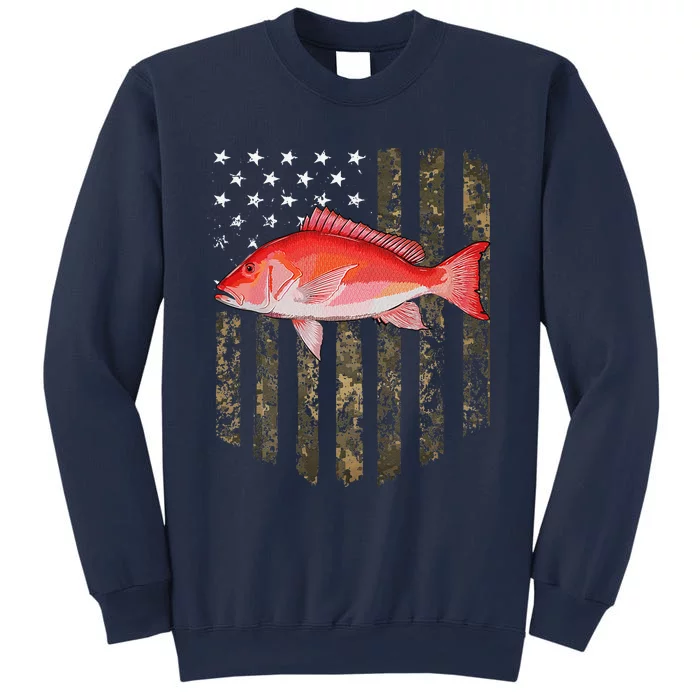 Camo American Flag Red Snapper Fishing 4th Of July Sweatshirt