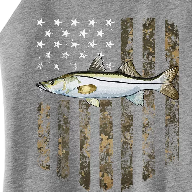 Camo American Flag Snook Fishing 4th Of July Women’s Perfect Tri Rocker Tank