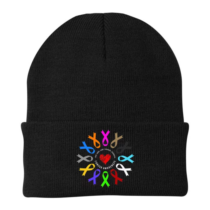 Cancer Awareness Fight Cancer Ribbon Knit Cap Winter Beanie