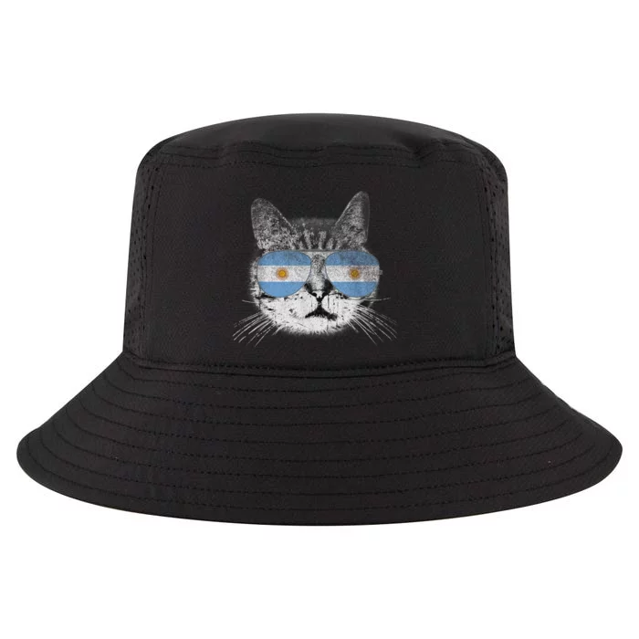 Cat Argentina Flag Country Retro Funny Gift Cool Comfort Performance Bucket Hat