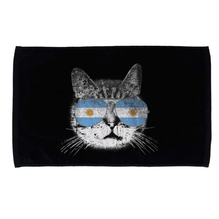 Cat Argentina Flag Country Retro Funny Gift Microfiber Hand Towel