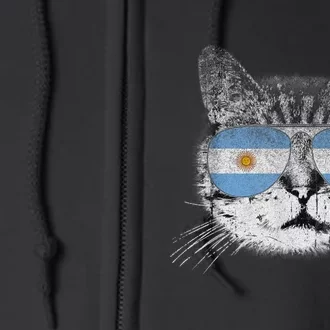 Cat Argentina Flag Country Retro Funny Gift Full Zip Hoodie