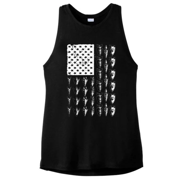 Cool Arrowhead For Men Women Bowhunt Arrow Hunting USA Flag Ladies Tri-Blend Wicking Tank