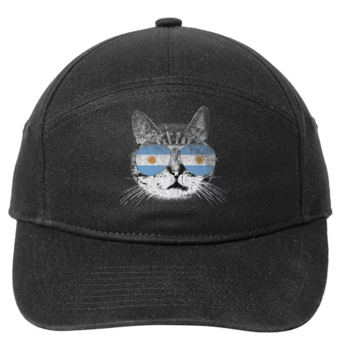 Cat Argentina Flag Country Retro Funny Gift Ank Op 7-Panel Snapback Hat