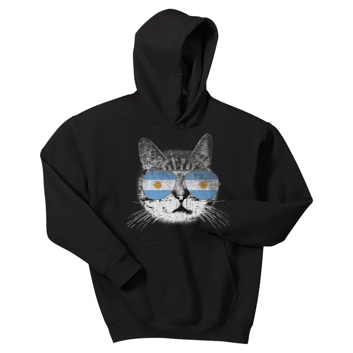 Cat Argentina Flag Country Retro Funny Gift Ank Op Kids Hoodie