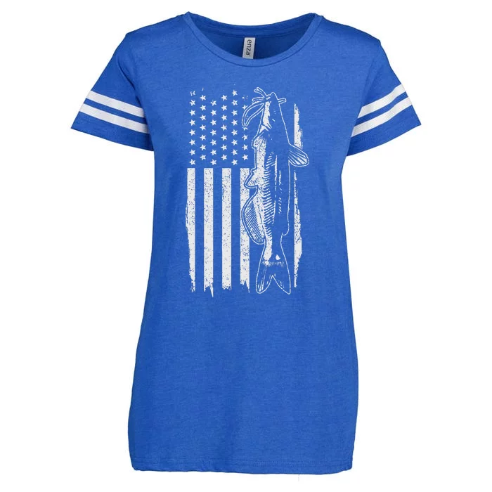 Catfish American Flag Patriotic Catfishing Fishing Gift Enza Ladies Jersey Football T-Shirt