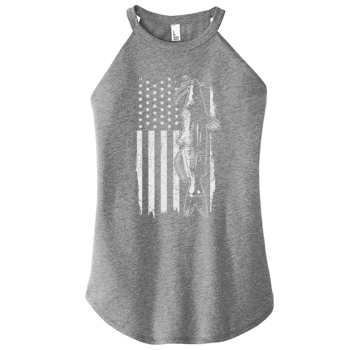 Catfish American Flag Patriotic Catfishing Fishing Gift Women’s Perfect Tri Rocker Tank