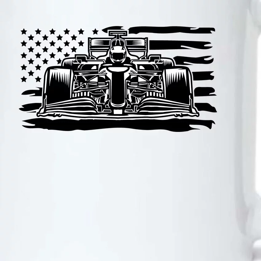 Cool American F1 Race Car With Flag Black Color Changing Mug