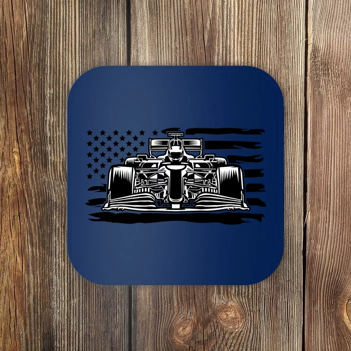 Cool American F1 Race Car With Flag Coaster