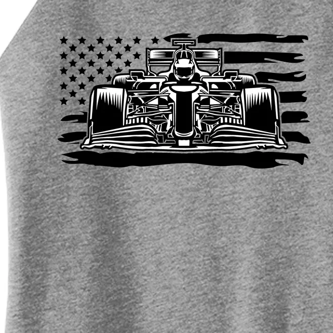 Cool American F1 Race Car With Flag Women’s Perfect Tri Rocker Tank