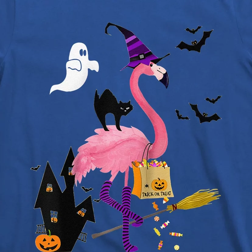 Cute And Fun Halloween Trick Or Treat Witch Flamingo Raglan Baseball T-Shirt