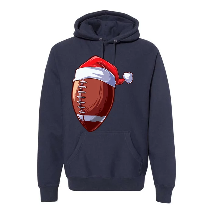 Christmas American Football Season Xmas Party Santa Hat Premium Hoodie