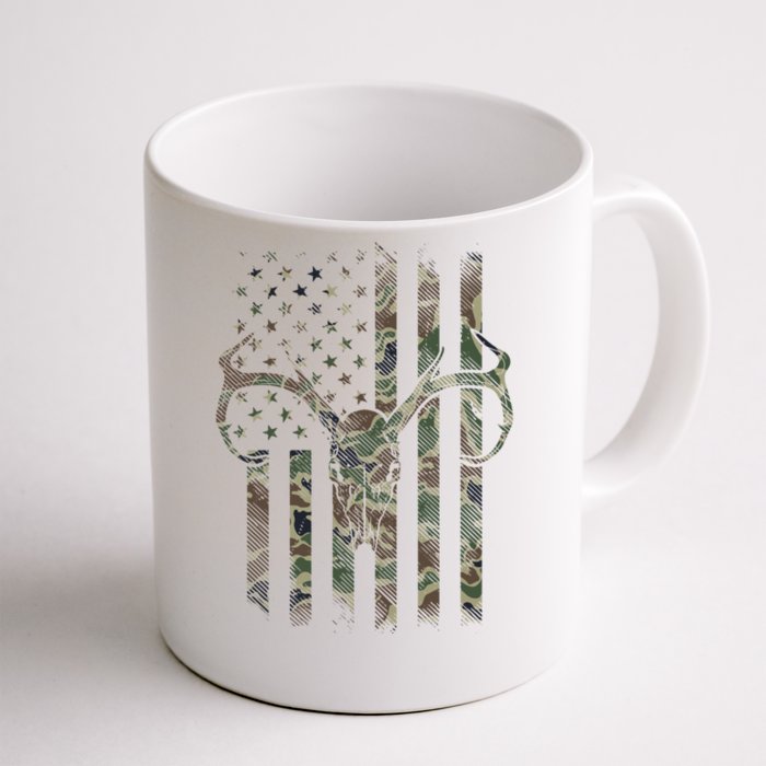 Camo American Flag Deer Skull Elk Hunting Usa Hunter Gift Front & Back Coffee Mug