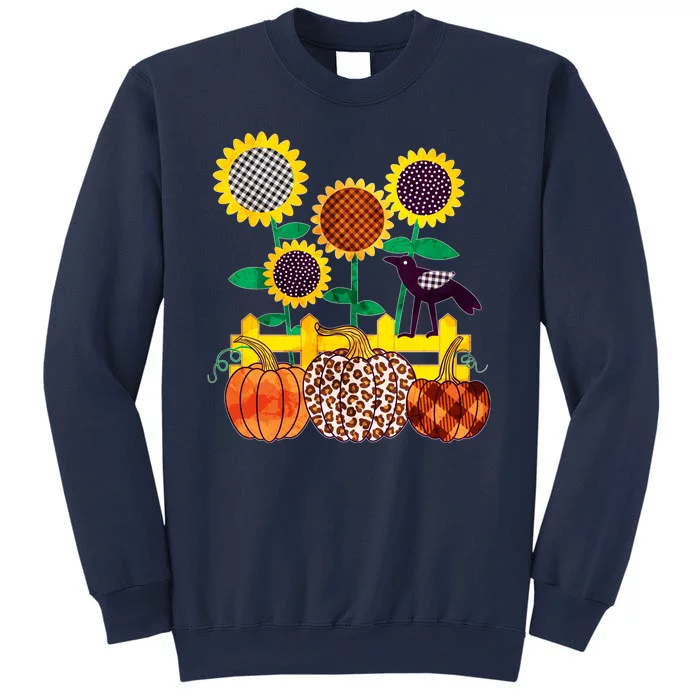 Cute Autumn Fall Patterns Raven Crow Sunflowers Pumpkins Sweatshirt