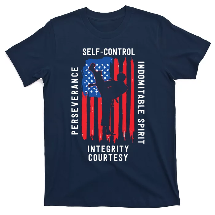 Cool American Flag Taekwondo Gift | Tae Kwon Do Martial Arts T-Shirt