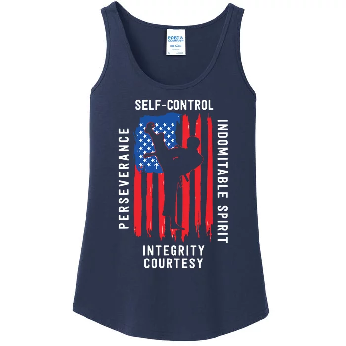 Cool American Flag Taekwondo Gift | Tae Kwon Do Martial Arts Ladies Essential Tank