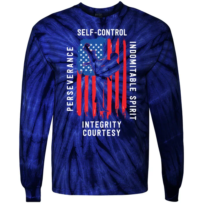 Cool American Flag Taekwondo Gift | Tae Kwon Do Martial Arts Tie-Dye Long Sleeve Shirt