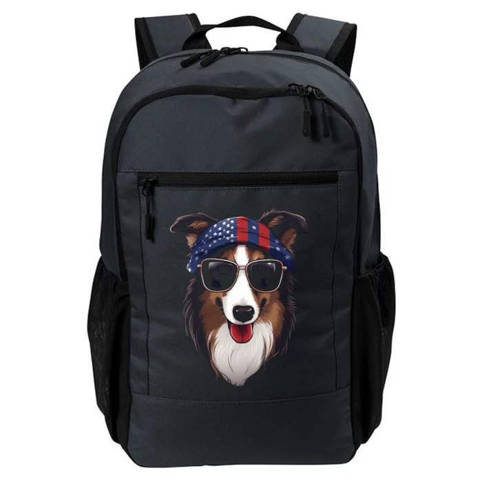 Collie American Flag USA Tee 4th July Gifts Graphic Tees Daily Commute Backpack