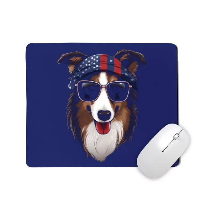 Collie American Flag USA Tee 4th July Gifts Graphic Tees Mousepad