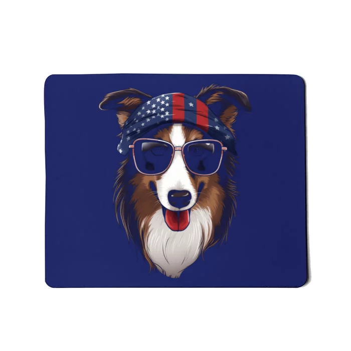 Collie American Flag USA Tee 4th July Gifts Graphic Tees Mousepad