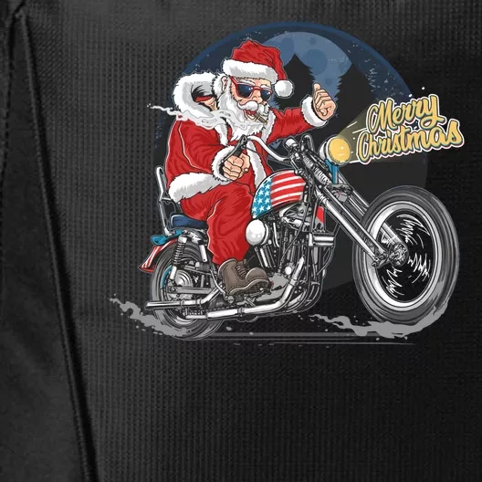 Cool American Flag Motorcycle Santa Claus City Backpack