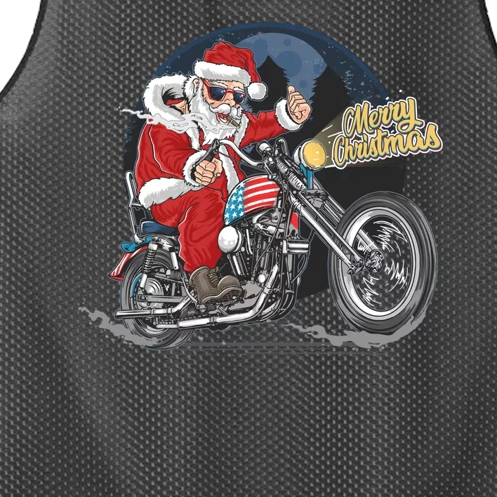 Cool American Flag Motorcycle Santa Claus Mesh Reversible Basketball Jersey Tank