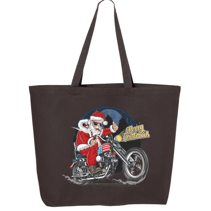 Cool American Flag Motorcycle Santa Claus 25L Jumbo Tote