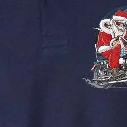 Cool American Flag Motorcycle Santa Claus Softstyle Adult Sport Polo