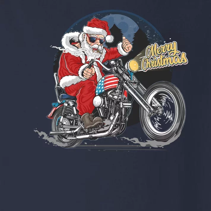 Cool American Flag Motorcycle Santa Claus Toddler Long Sleeve Shirt