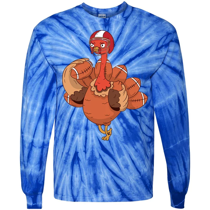 Cool American Football Turkey Gift Tie-Dye Long Sleeve Shirt