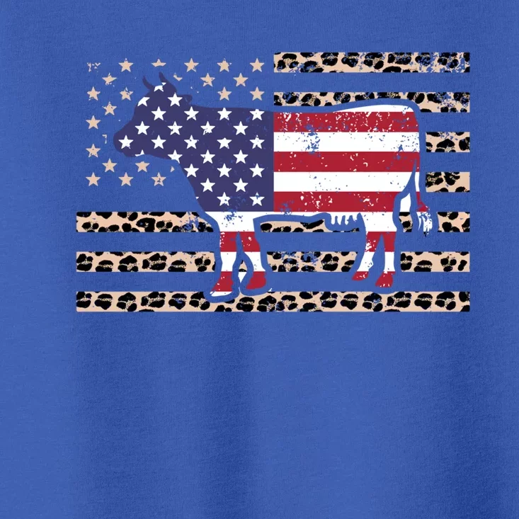 Cow American Flag 4th Of July Leopard Print Cute Gift Toddler T-Shirt