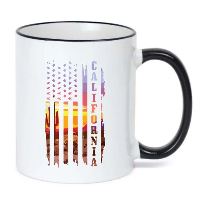 California American Flag Usa Pride Cactus Patriotic Gift Black Color Changing Mug