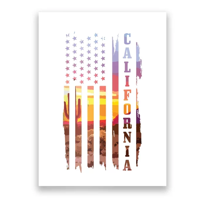 California American Flag Usa Pride Cactus Patriotic Gift Poster