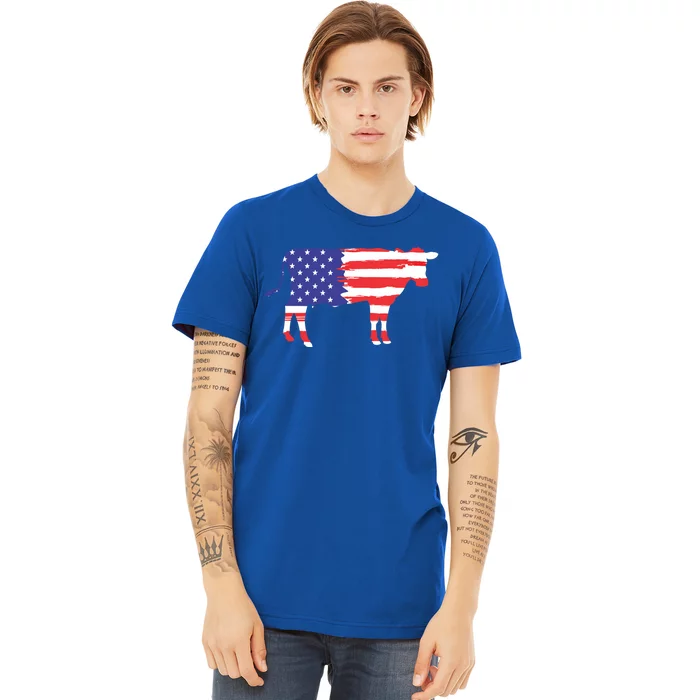 Cow American Flag Animal Cow Lover Graphic Gift Premium T-Shirt