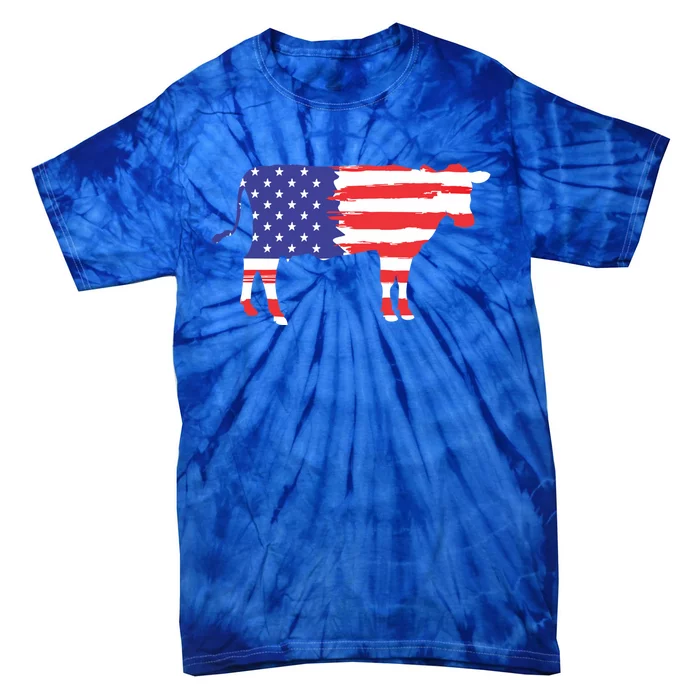 Cow American Flag Animal Cow Lover Graphic Gift Tie-Dye T-Shirt