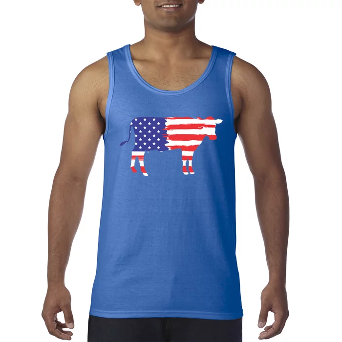 Cow American Flag Animal Cow Lover Graphic Gift Tank Top