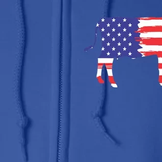 Cow American Flag Animal Cow Lover Graphic Gift Full Zip Hoodie