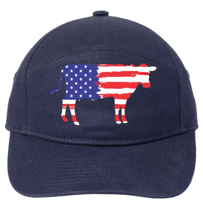 Cow American Flag Animal Cow Lover Graphic Gift 7-Panel Snapback Hat