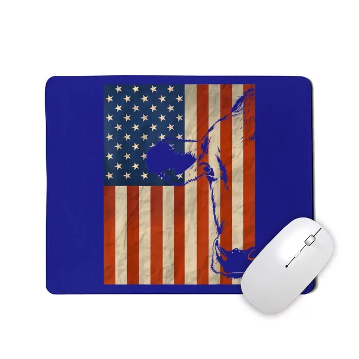 Cow American Flag Cattle Animal Lover Patriotic Gift Funny Gift Mousepad