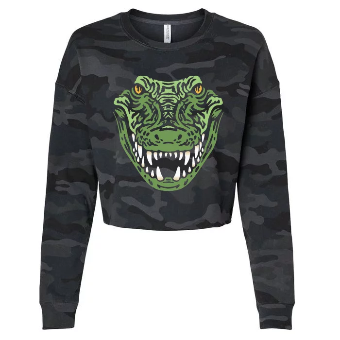 Crocodile Alligator Face Crocodiles Gator Cropped Pullover Crew