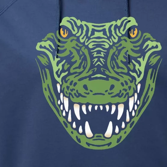 Crocodile Alligator Face Crocodiles Gator Performance Fleece Hoodie