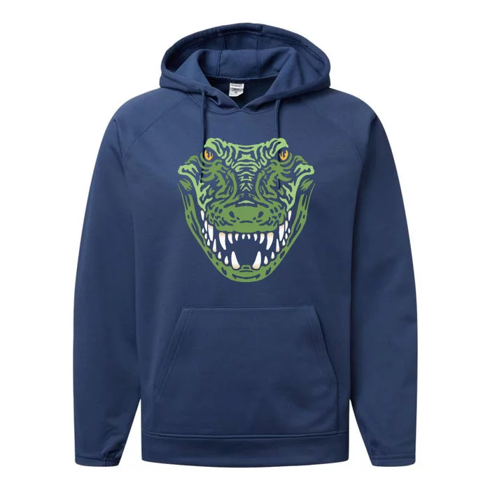 Crocodile Alligator Face Crocodiles Gator Performance Fleece Hoodie