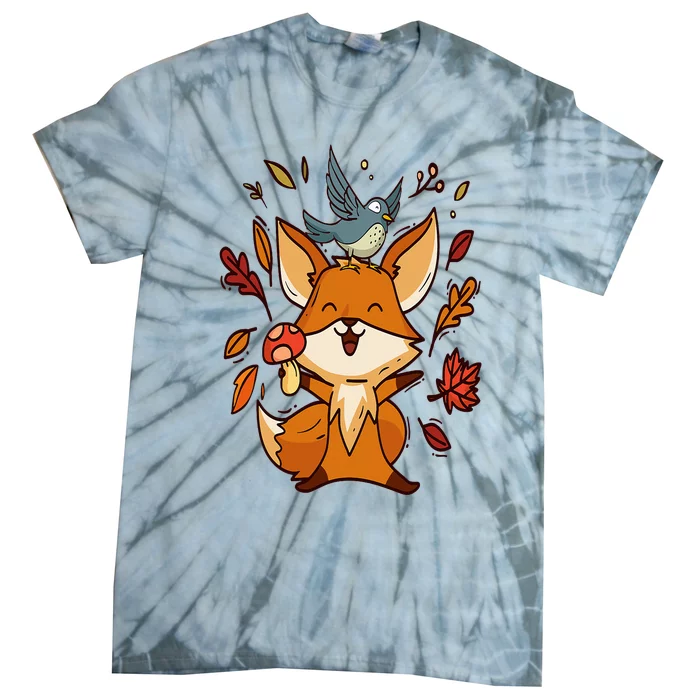 Cute Autumn Fox Fall Leaves For Autumn Foxs Tie-Dye T-Shirt