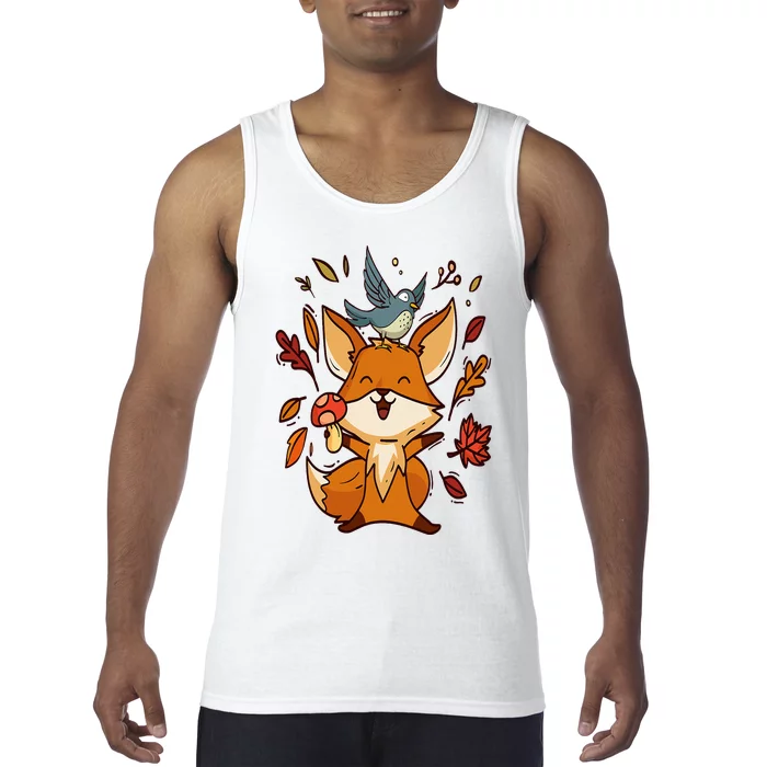 Cute Autumn Fox Fall Leaves For Autumn Foxs Tank Top