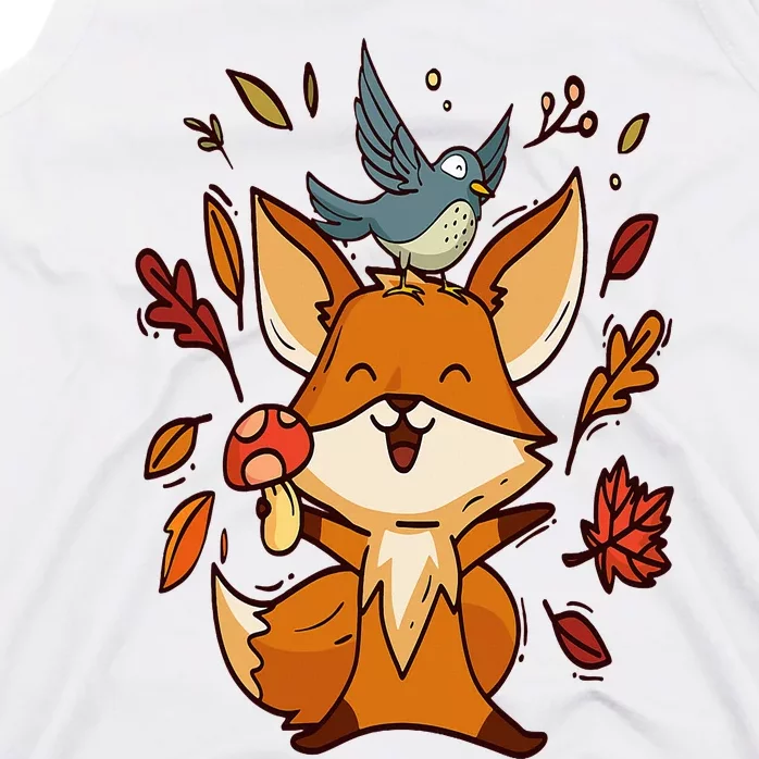 Cute Autumn Fox Fall Leaves For Autumn Foxs Tank Top