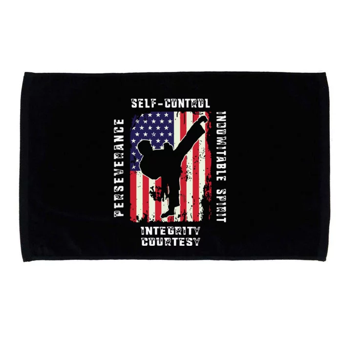 Cool American Flag Taekwondo Gift | Tae Kwon Do Martial Arts Microfiber Hand Towel