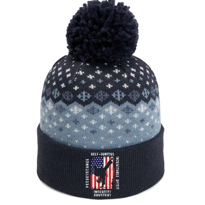 Cool American Flag Taekwondo Gift | Tae Kwon Do Martial Arts The Baniff Cuffed Pom Beanie