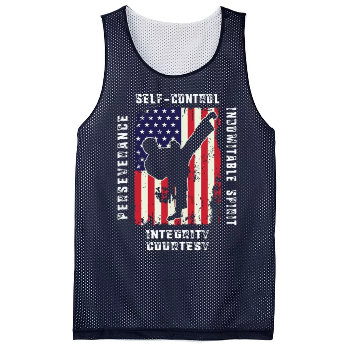 Cool American Flag Taekwondo Gift | Tae Kwon Do Martial Arts Mesh Reversible Basketball Jersey Tank