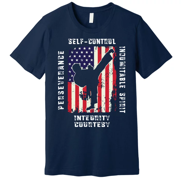 Cool American Flag Taekwondo Gift | Tae Kwon Do Martial Arts Premium T-Shirt