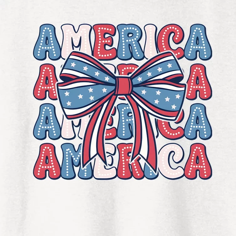 Coquette American Flag 4th Of July Women's Crop Top Tee